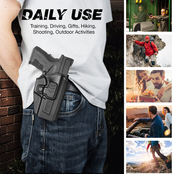 Springfield Armory XD 9mm/.40 S&W/.45ACP Polymer OWB Paddle LEVEL II Retention Holster | Gun & Flower