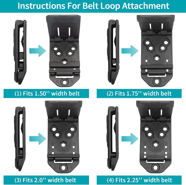 Universal Polymer Belt Clip for Holsters Magazine Pouches and Attachments Outside Waistband Carry Gun Accessoires Adjustable Belt Loop Attachment