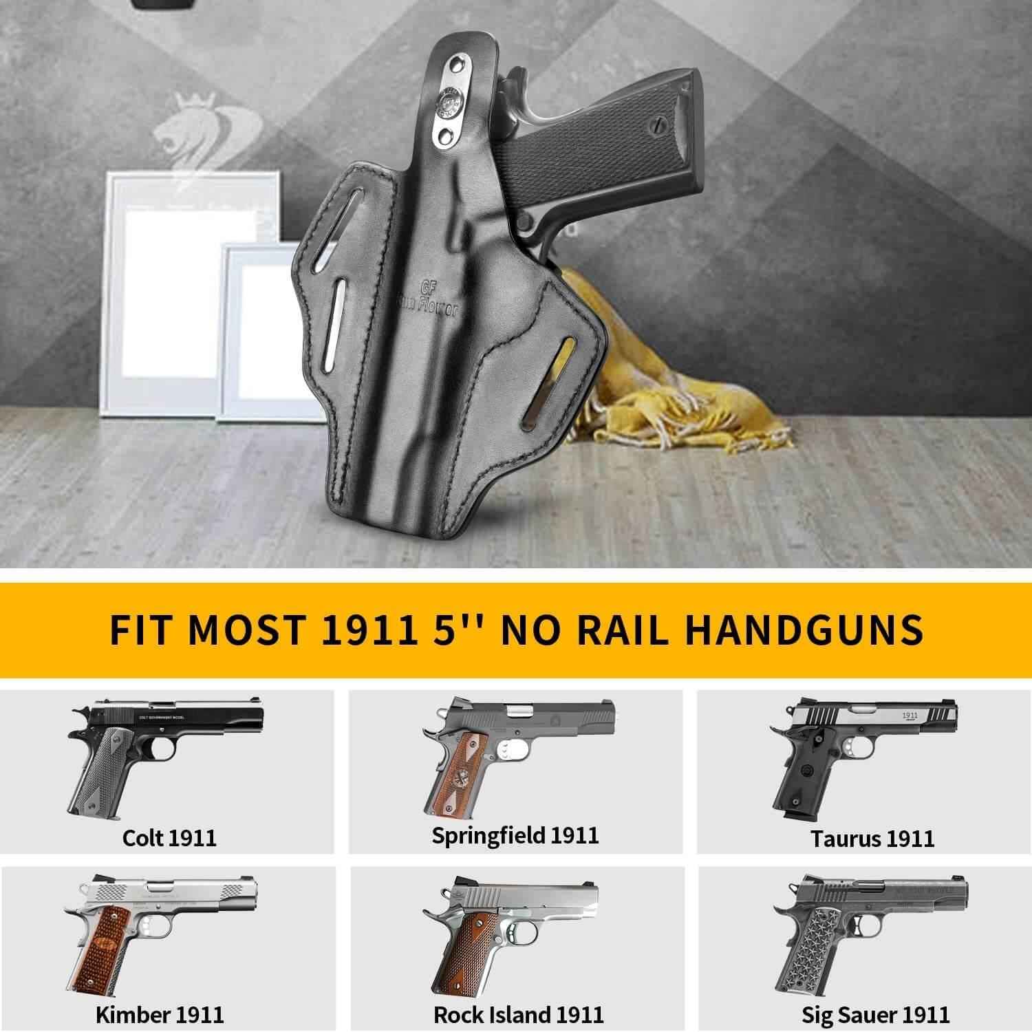 Leather OWB Thumb Break Holster For 1911 5