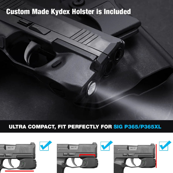 Mini Tactical Gun Light with Kydex Holster Combo for Sig Sauer P365/ P365 SAS / P365 Micro