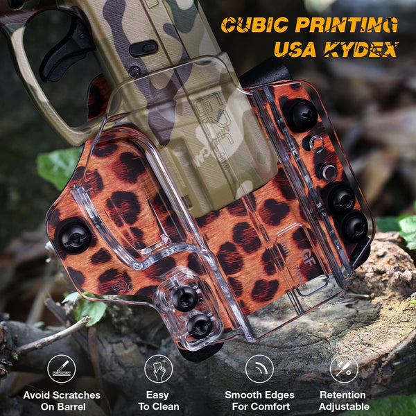 IWB&OWB Convertible Clear Polymer Holster Leopard Printing for Taurus G3C/G2C/Millennium G2 PT111/PT140 Holster for Women