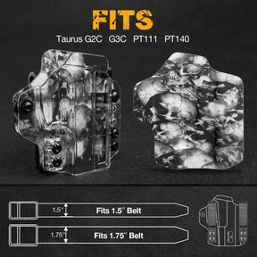 IWB&OWB Convertible Clear Polymer Holster Skull Printing for Taurus G3C/G2C/ Millennium G2 PT111/PT140