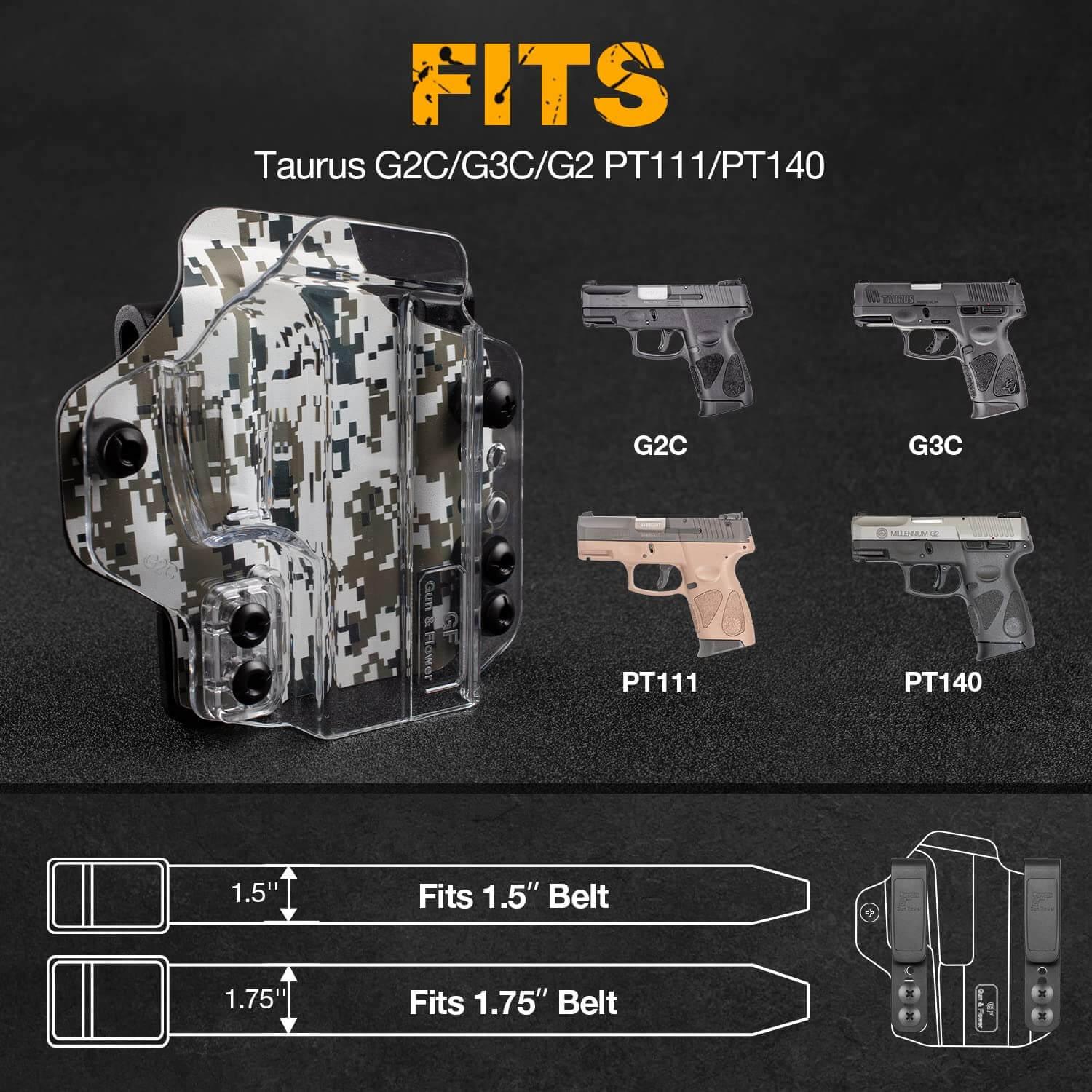 IWB&OWB Convertible Clear Polymer Holster Camouflage Printing for Taurus G3C/G2C/Millennium G2 PT111/PT140