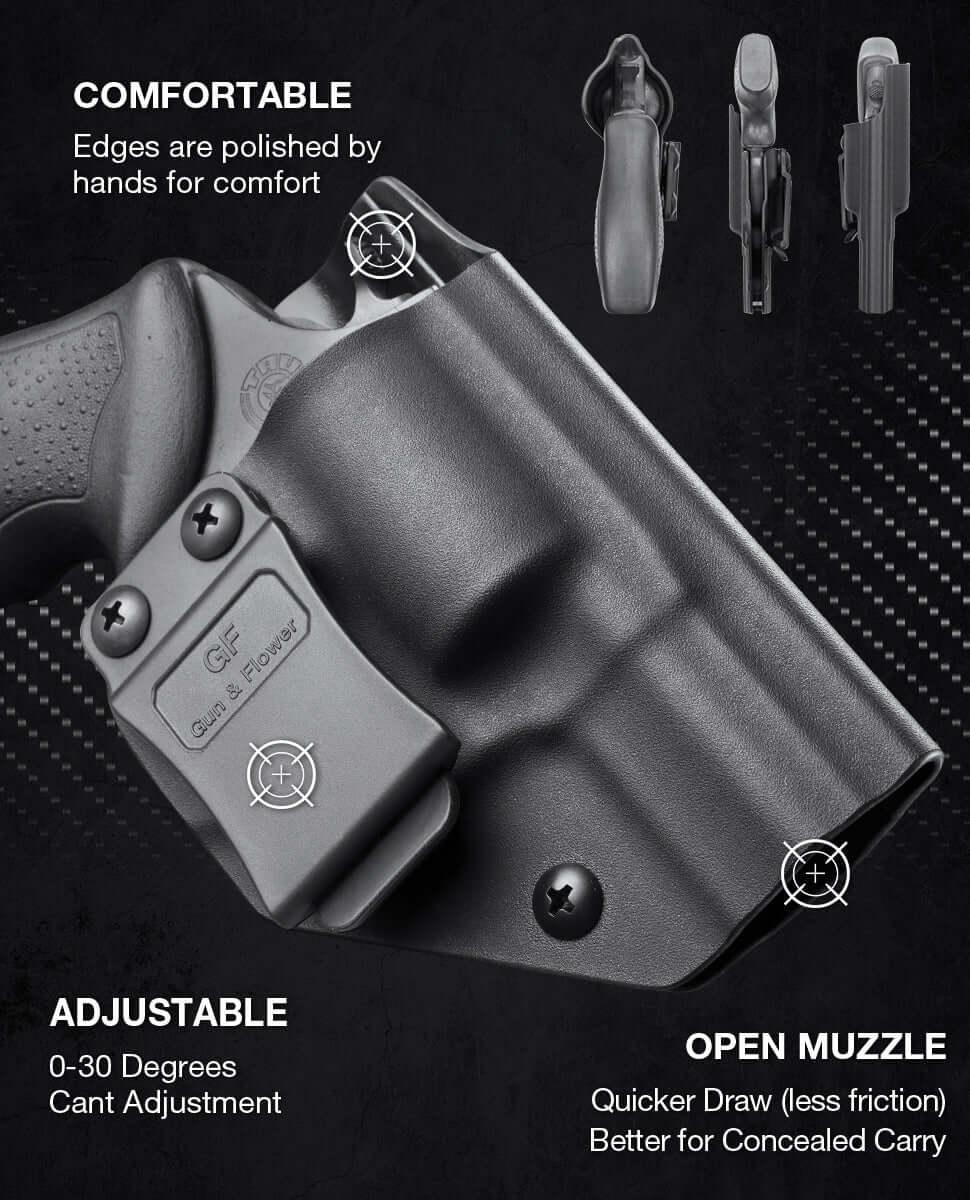 Taurus 85 T85 and S&W 637 642 638 43 442 Revolvers IWB Kydex  Holster Fully Trigger Guard with Red Dot Optics Cut Concealment Carry  | Gun & Flower