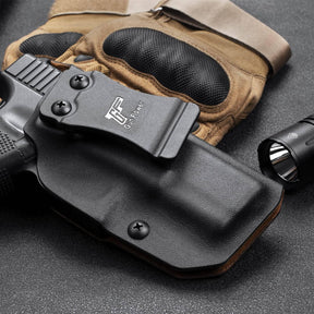 Glock 19/19X/23/32/45 Custom Leather Lined Kydex Holster IWB, Right Hand | Gun&Flower