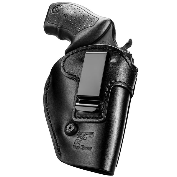 Handmade Full Grain Leather Holster, Fits Most J Frame Revolvers & Most .38 Special Revolvers Ruger LCR,S&W 442/642, Taurus, Charter, Microfiber Leather Backing for Comfort Inside Waistband Carry
