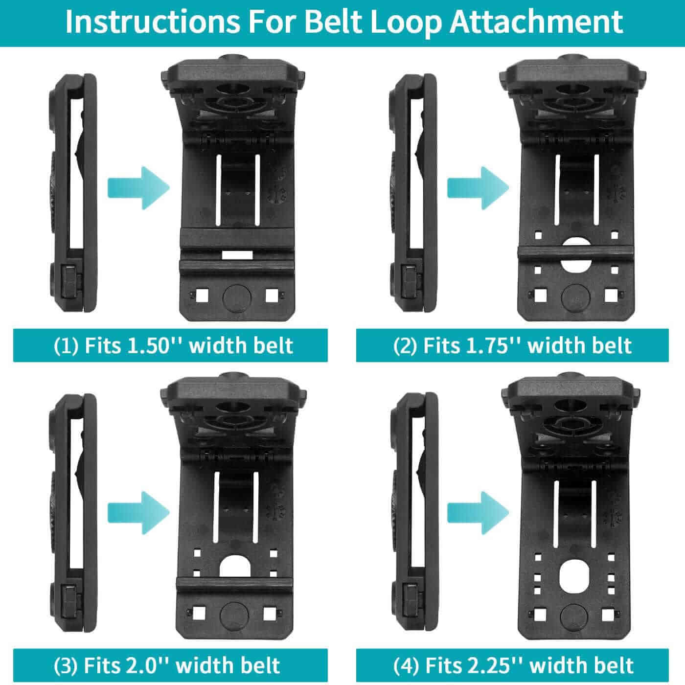 Belt Clip - Black - For Kydex Sheaths - Fits 1.50 In. Belts
