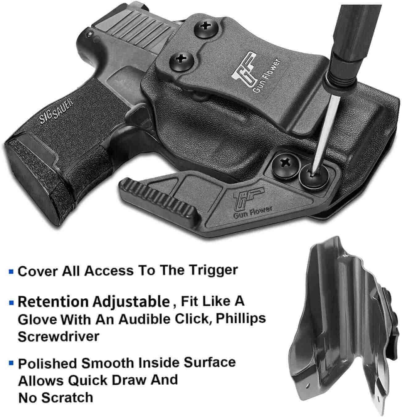 Gun & Flower IWB Kydex Holster Right Sig Sauer P365/P365 SAS/P365 Micro IWB Kydex Holster with Holster Claw