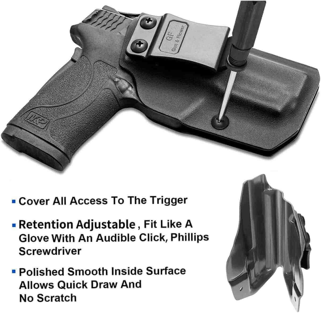 Gun & Flower IWB Kydex Holster Right Smith & Wesson M&P 380 Shield EZ IWB Kydex Holster