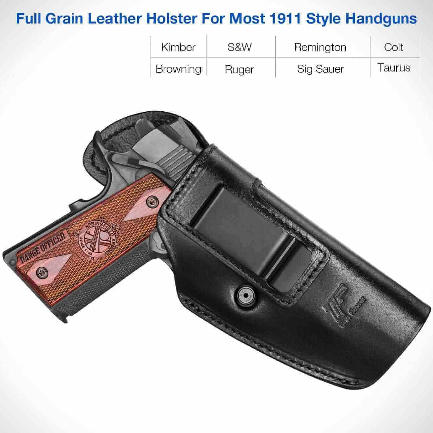 Gun & Flower IWB Leather Holster Right Universal IWB Leather Holsters for 1911 Series Pistols with 5’’ 4.25’’ 4’’ Barrel