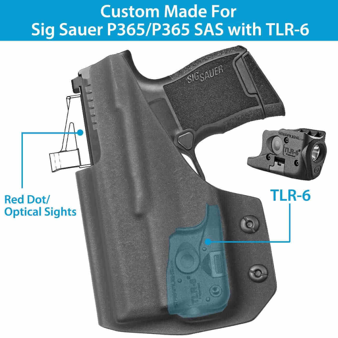 Gun & Flower IWB Light Holster Right Sig Sauer P365/P365 SAS Light Bearing IWB Kydex Holster with Streamlight TLR-6