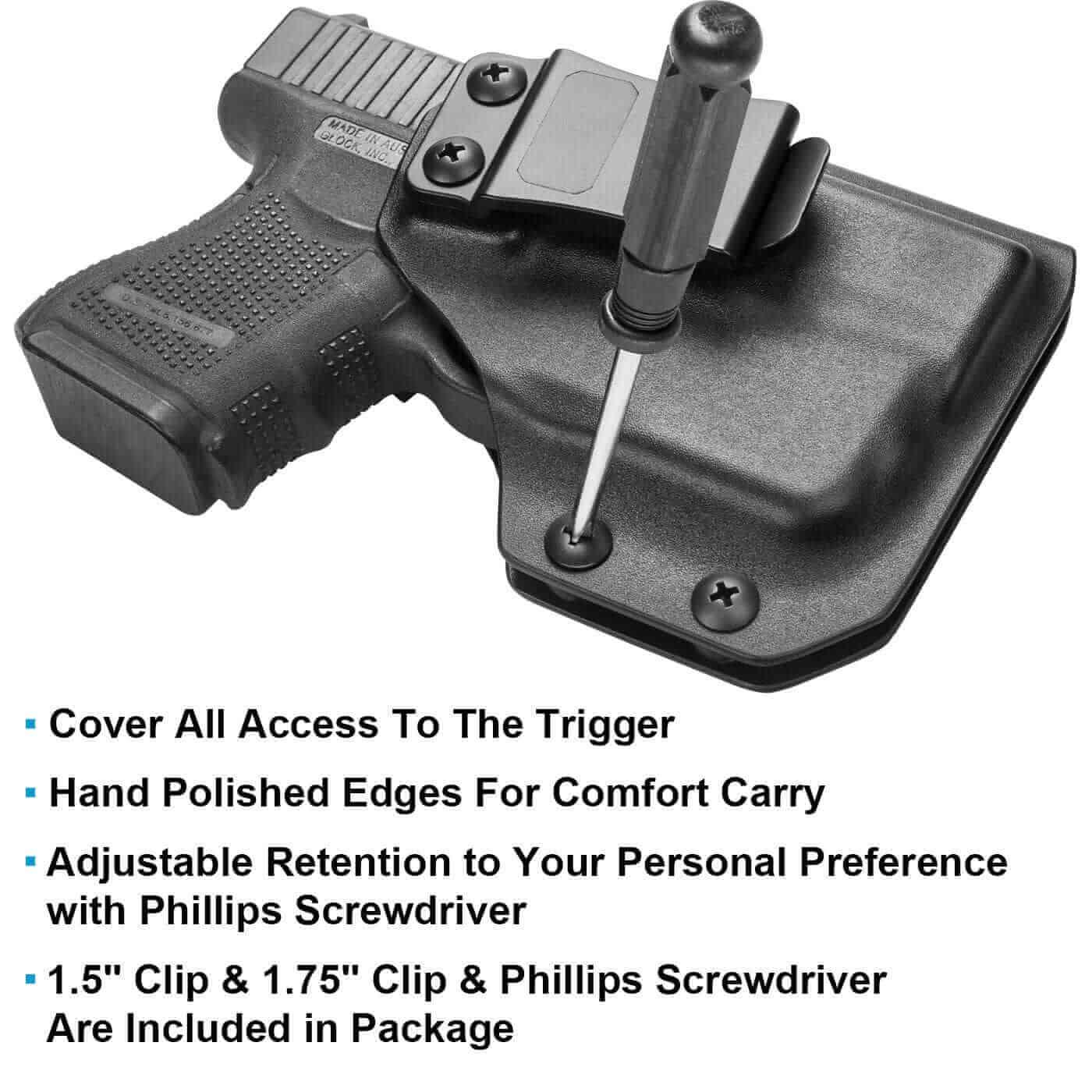 Gun & Flower Kydex Holster with Gun Light Right Glock 26/27/28/33 Kydex IWB Holster with Weapon Light fits TLR-6 and Red Dot