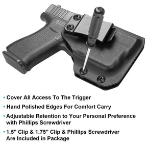 Gun & Flower Kydex Holster with Gun Light Right Glock 43/43X Kydex IWB Holster with Weapon Light fits TLR-6 and Red Dot