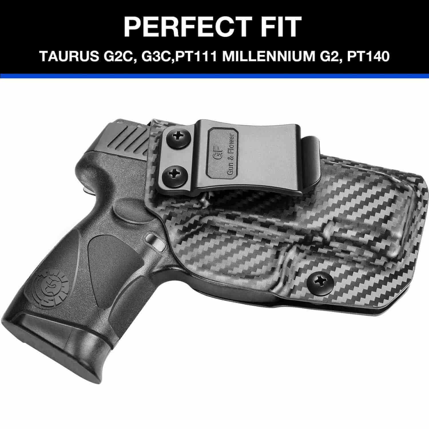 Gun & Flower Kydex IWB Holster Holster for Taurus G2C G3C | Kydex Carbon Fiber IWB Holster for Concealed Carry