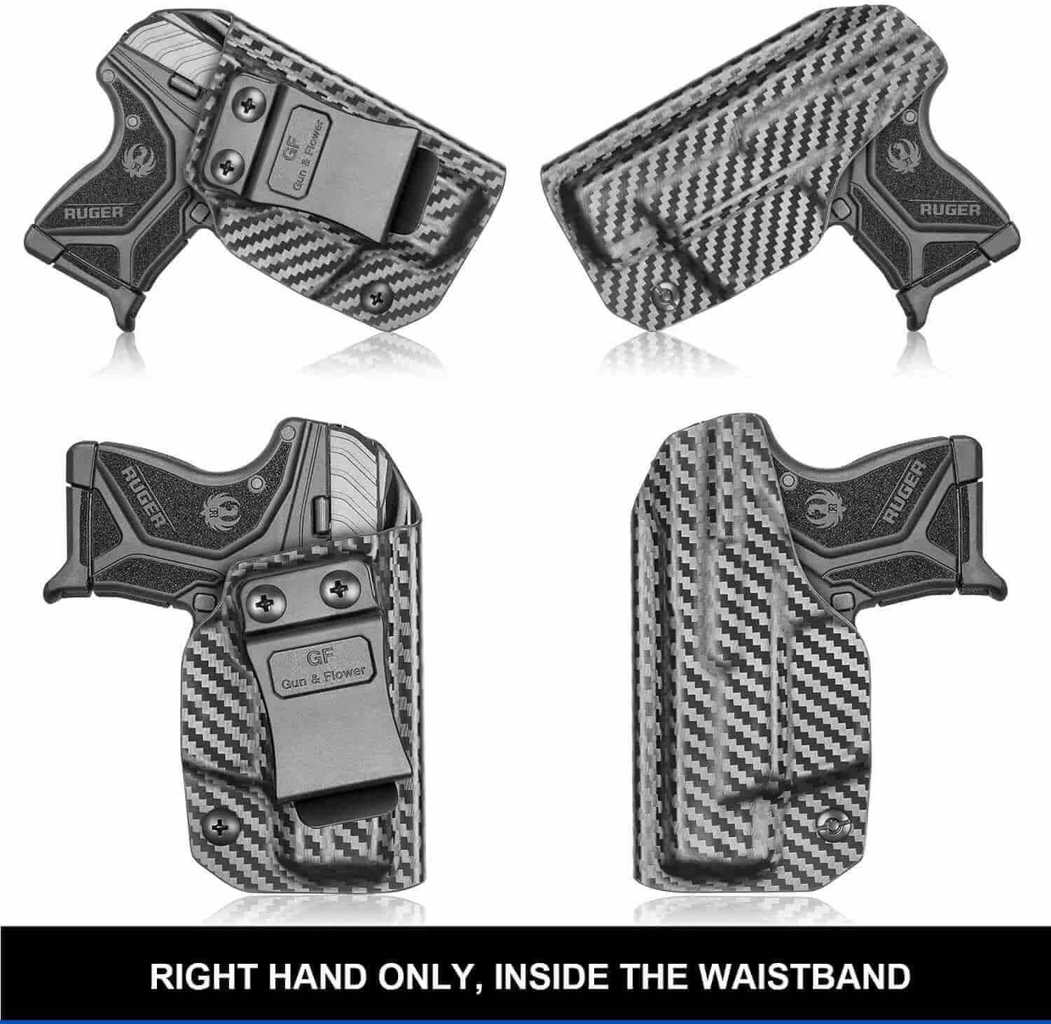 Gun & Flower Kydex IWB Holster Right Ruger LCPII/LCP 2 Kydex IWB Carbon Fiber Holster