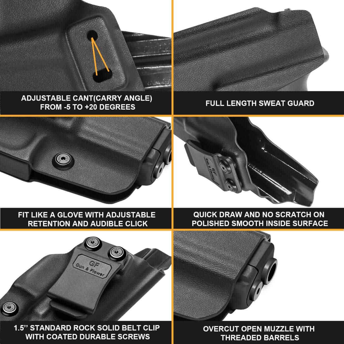 Glock 17/19/19X/26/31/32/33/45(Gen 5/4/3)  IWB Kydex Holster - polymerholster