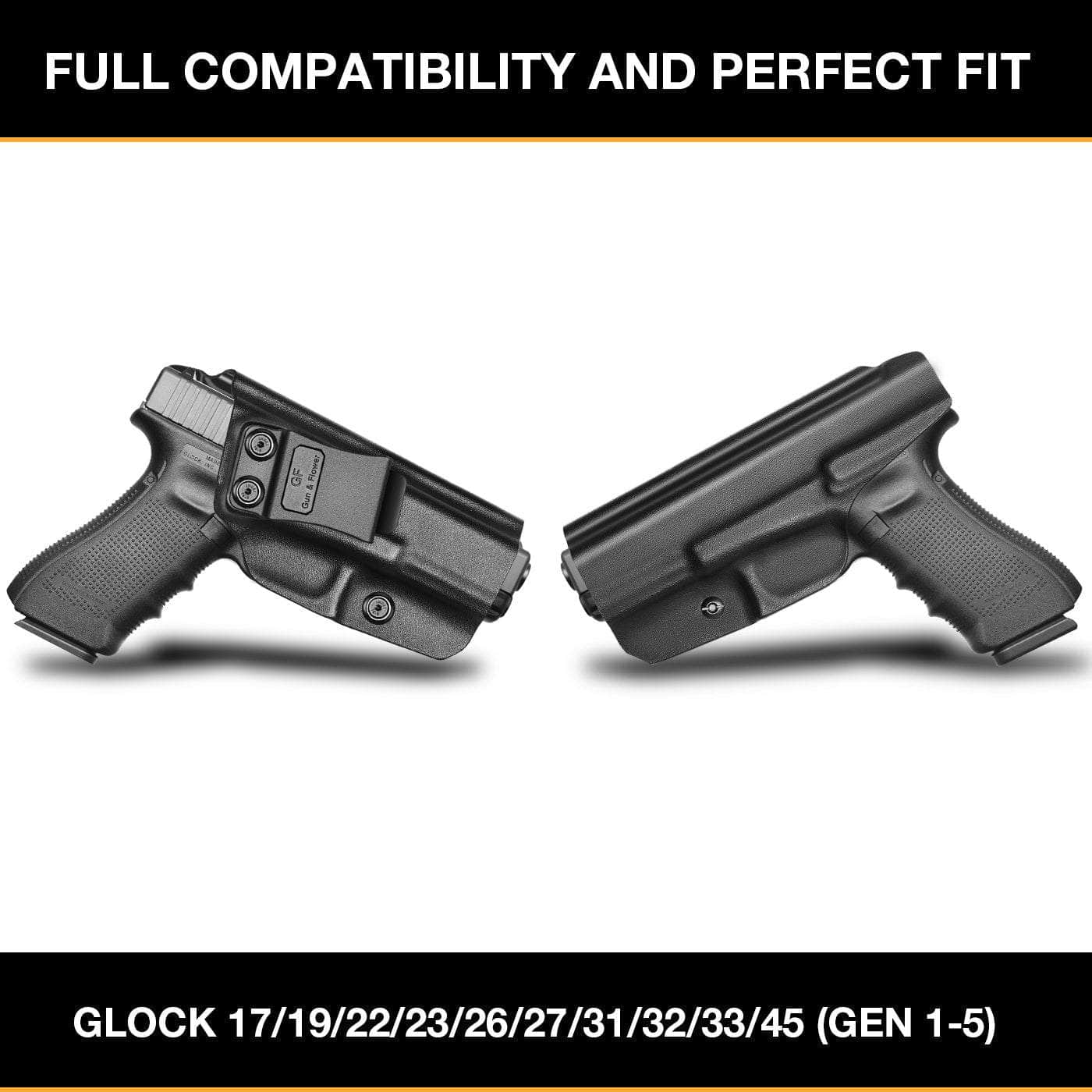 Glock 26 Holster and Glock 27 / 33 Holster IWB KYDEX Fits: Glock 26  Gen(3-5) & Glock 27 / 33 Gen(3-4) Pistol, Inside Waistband, Adjustable  Cant