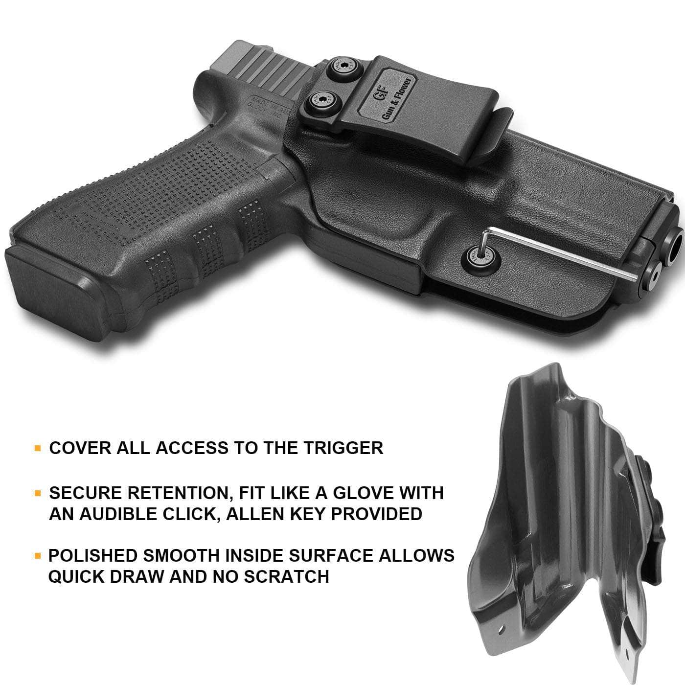 Glock 26 Holster and Glock 27 / 33 Holster IWB KYDEX Fits: Glock 26  Gen(3-5) & Glock 27 / 33 Gen(3-4) Pistol, Inside Waistband, Adjustable  Cant
