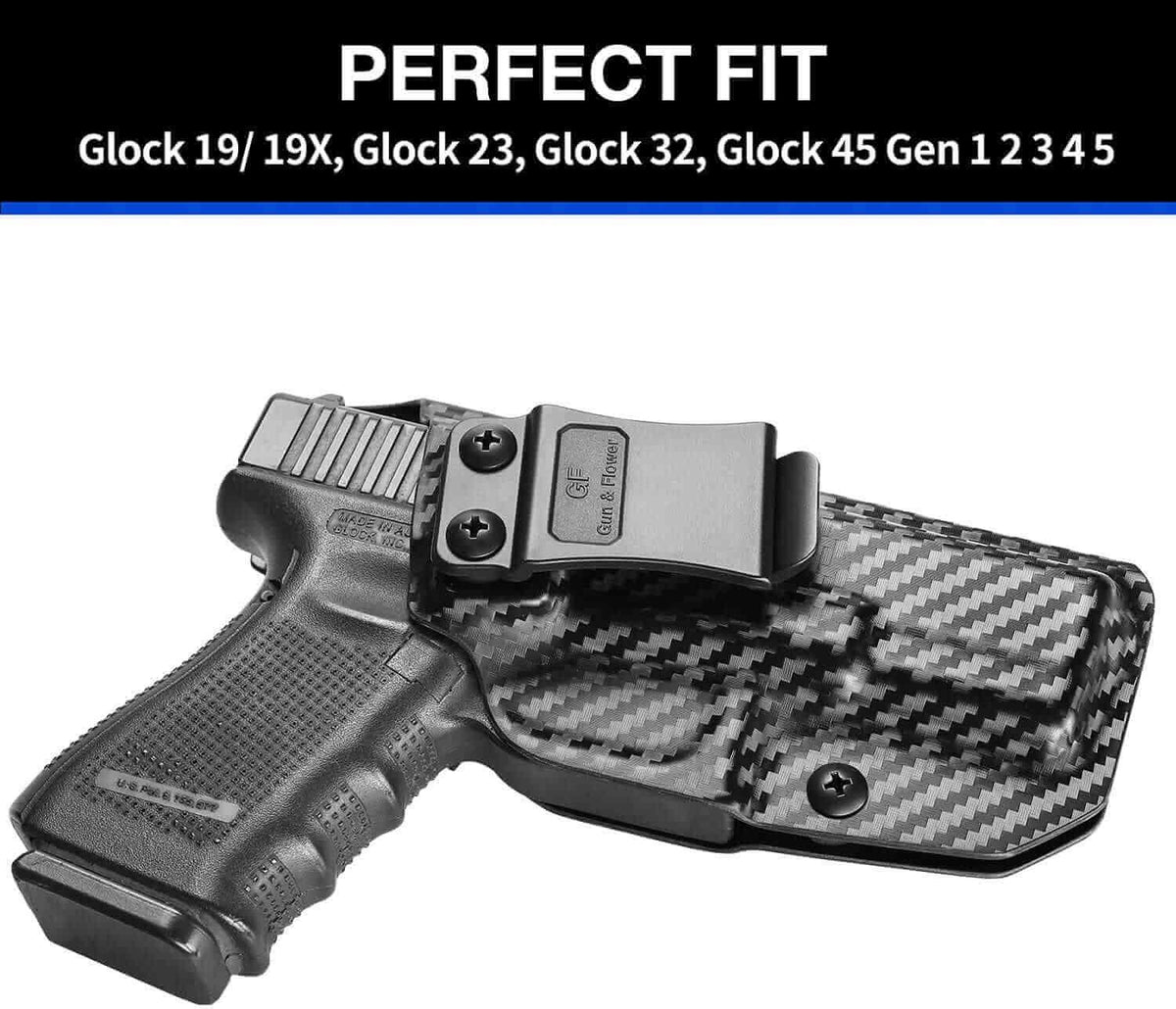 Gun & Flower Kydex IWB Holster Right Glock 19/19X/23/32/45(Gen 5/4/3) Carbon Fiber Kydex IWB Holster