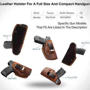 Gun & Flower Leather IWB Holster Right / Brown Glock 17/19/22/31/42/43/Taurus G2C G3C G3/M&P Shield/Hellcat XDM 40/P320 P365/Two to Fit Most Full Size Universal IWB Brown Leather Holsters