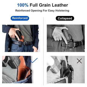 Gun & Flower Leather IWB Holster Right / Brown Glock 17/19/22/31/42/43/Taurus G2C G3C G3/M&P Shield/Hellcat XDM 40/P320 P365/Two to Fit Most Full Size Universal IWB Brown Leather Holsters