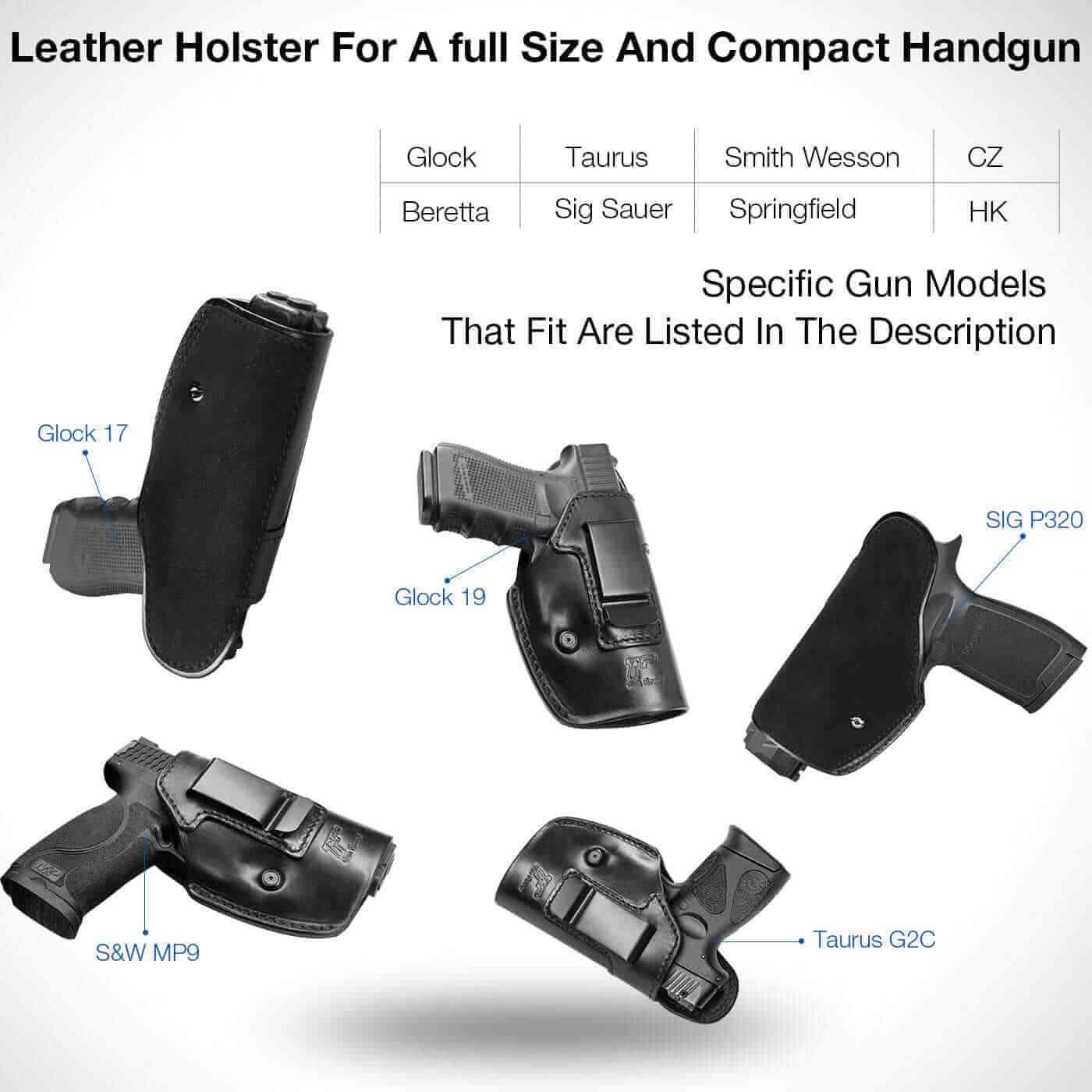 Universal IWB Leather Holsters for Glock 17/19/22/31/42/43 - polymerholster