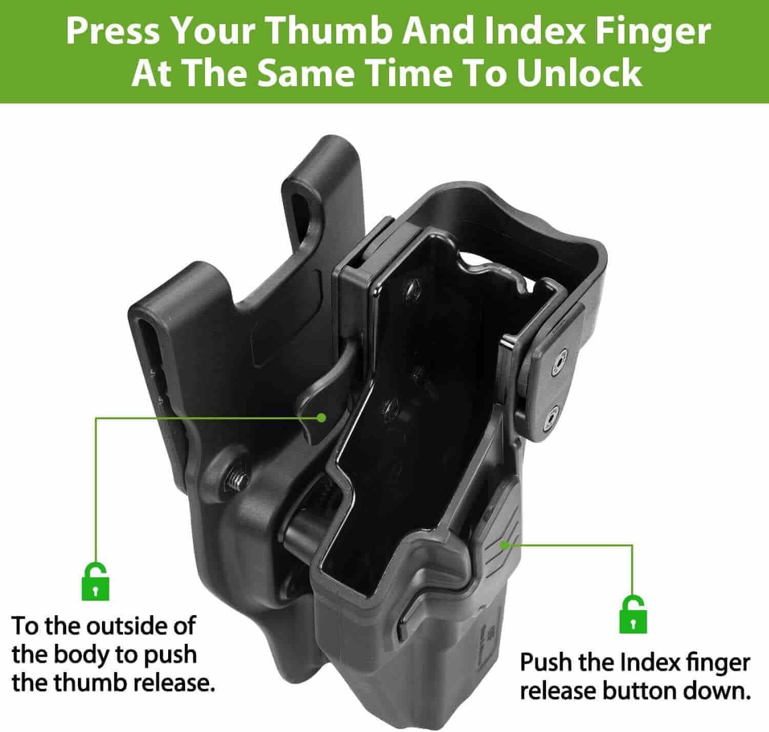 Gun & Flower Level III Polymer Duty Holster Right Glock 17/19/19x/ 23/31/32/45(Gen 1-5) G22 (Gen 1-4) Level III Retention Polymer Duty Holster