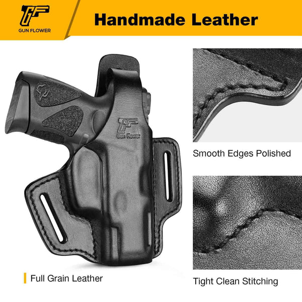 Gun & Flower OWB Leather Holster OWB Holster For Taurus G2C G3C PT111 PT140 | Full Grain Leather Holster