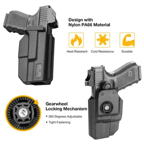 Gun & Flower OWB Paddle Polymer Holster Right Glock 19/19X/44/45 Thumb Release Polymer OWB Paddle Holster