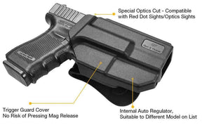 Gun & Flower OWB Paddle Polymer Holster Right Glock 19/19X/44/45 Thumb Release Polymer OWB Paddle Holster