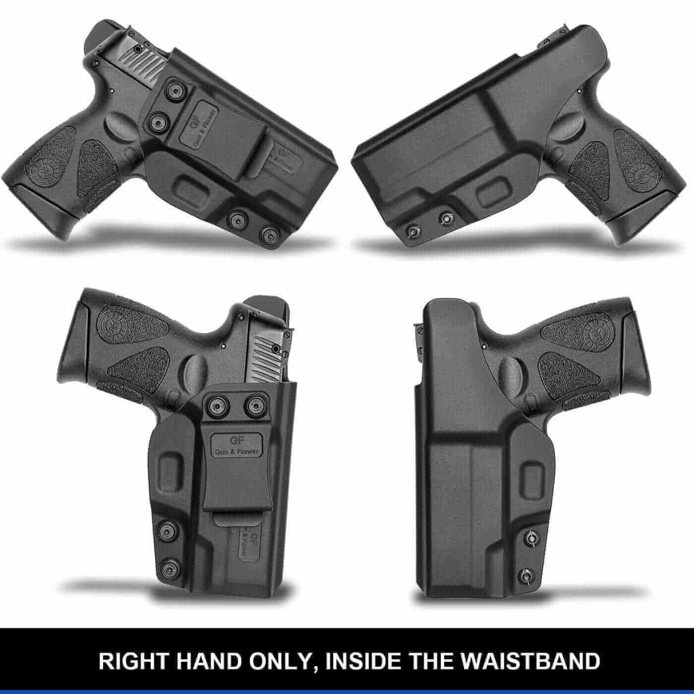 Gun & Flower Polymer IWB Holster Right Taurus G2C/G3C/Taurus Millennium G2 PT111/PT140 IWB Polymer Holster in Black