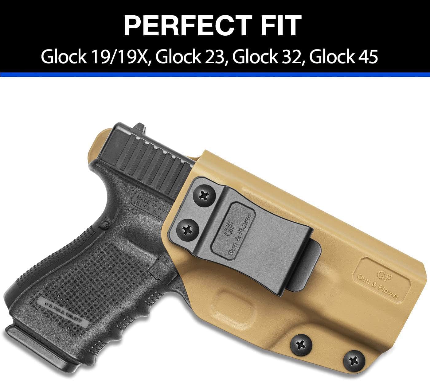 Gun & Flower Glock 19/19X/23/32/45(Gen 5/4/3) Polymer IWB Tan Holster