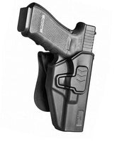 Gun & Flower Polymer OWB Holster Right Glock 17 31 (Gen1-5) Glock 22 (Gen1-4) Polymer OWB Paddle Holster Level II Retention Outside Waistband for G17 G22 G31 - Soft Silicon Paddle 360 Degrees Adjustable