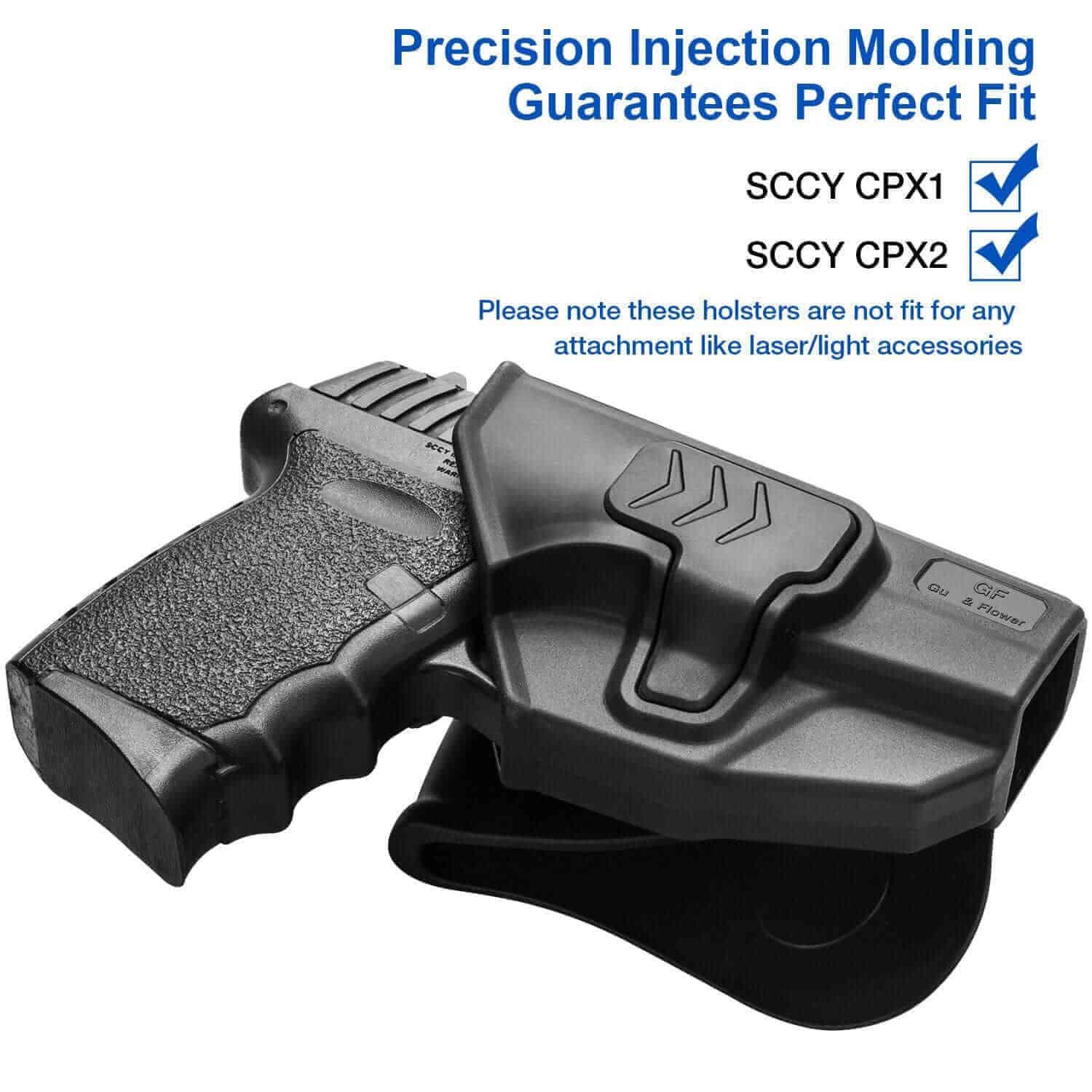 Gun & Flower Polymer OWB Holster Right SCCY CPX1/CPX2 Polymer OWB Paddle Holster