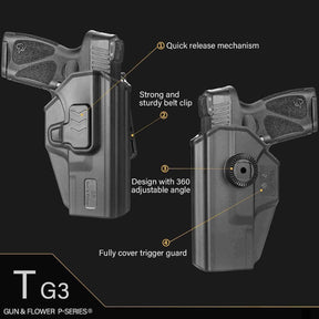 Gun & Flower Polymer OWB Holster Right Taurus G3 OWB Polymer Holster with Belt Adapter