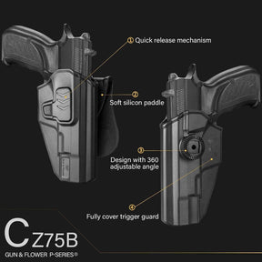 Gun & Flower Polymer OWB Holster Right CZ 75B Polymer OWB Paddle Holster Right Hand