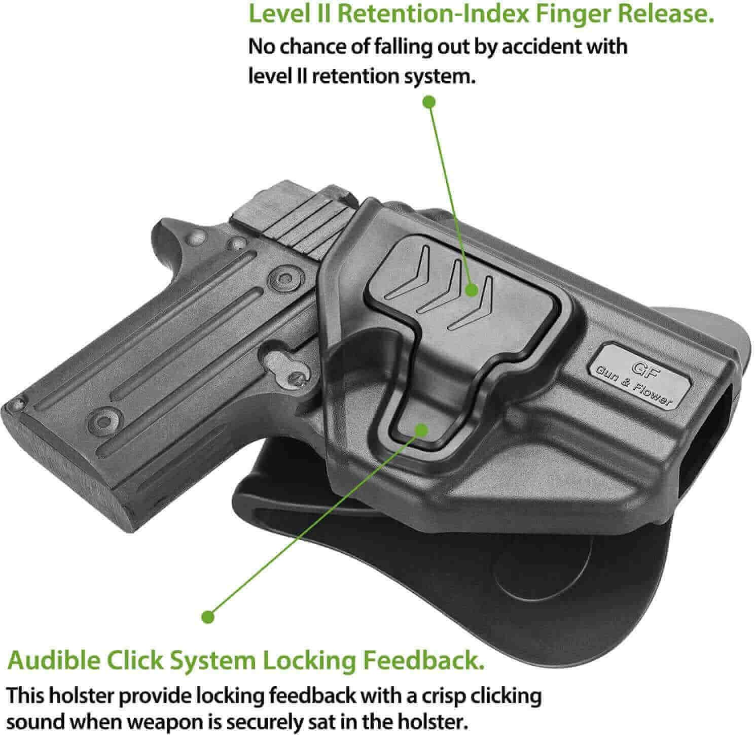 Gun & Flower Polymer OWB Holster Right Sig Sauer P238 Polymer OWB Paddle Holster