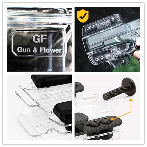 Transparent Clear IWB & OWB Convertable Polymer Holster for Glock 43 43X  | Gun & Flower