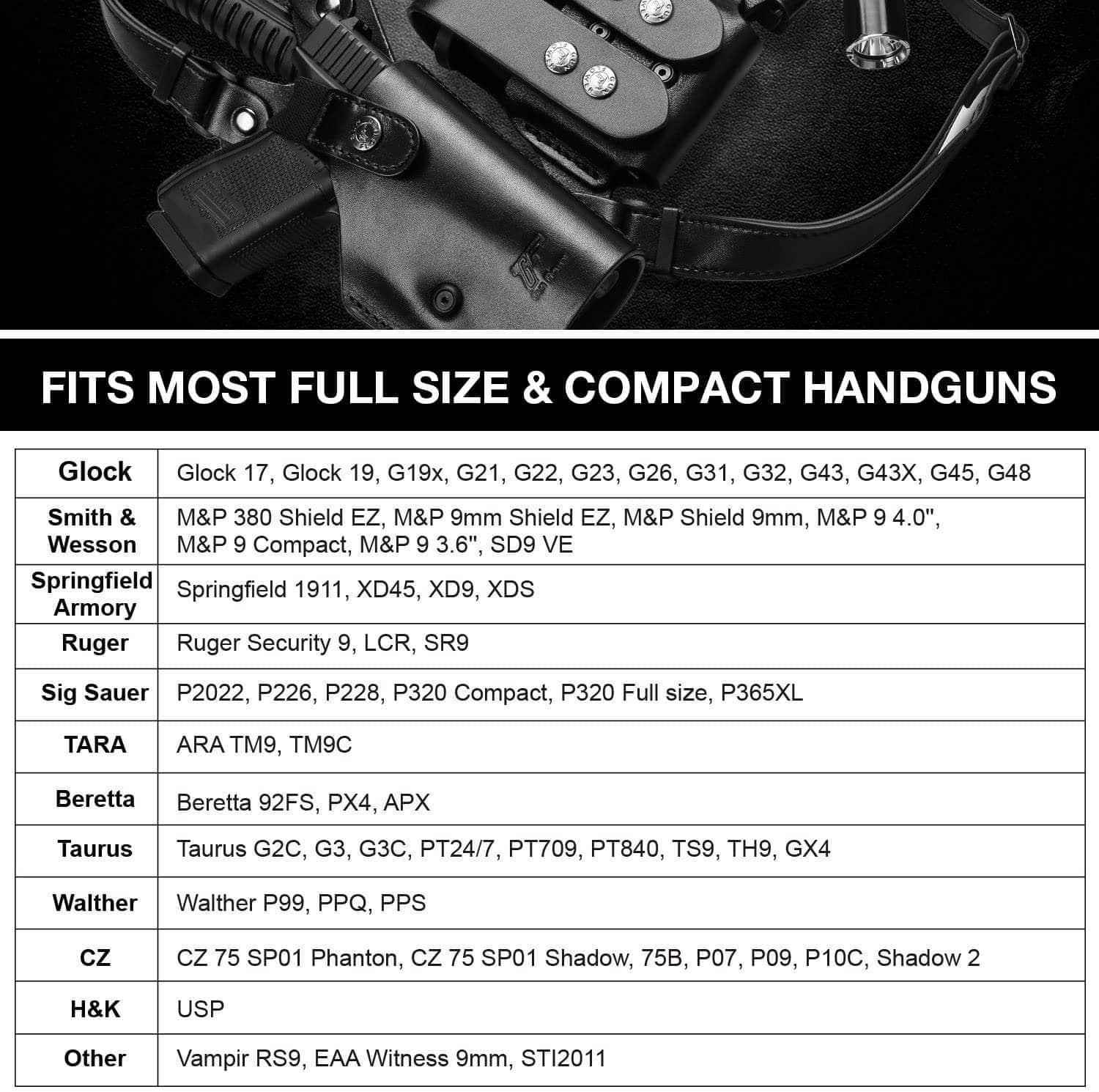 thumbnail image 2 of Premium Suede Shoulder Holster For Taurus G3 9mm - Right Hand Draw With Magazine Carrier, Brown Leather 2 of 12