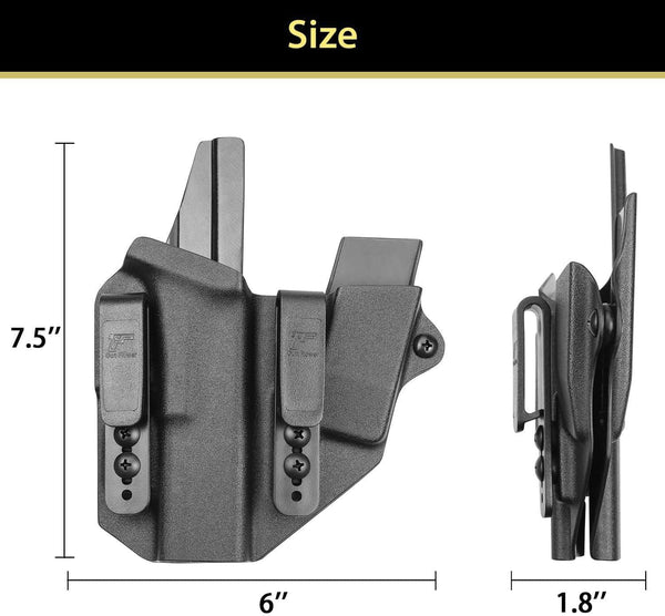 polymerholster Gun&Flower Sidecar Kydex Gun Holster Fits G19 G17 Compatible with Gun Holster and Magazine Pouch Compatible with Glock 19 19x 23 32 45 (Gen 5 4 3) Inside Waistband Carry Holster Compatible with G19 G19x G23 G32 G45, 9mm Holster