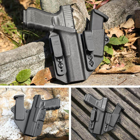 polymerholster Gun&Flower Sidecar Kydex Gun Holster Fits G19 G17 Compatible with Gun Holster and Magazine Pouch Compatible with Glock 19 19x 23 32 45 (Gen 5 4 3) Inside Waistband Carry Holster Compatible with G19 G19x G23 G32 G45, 9mm Holster